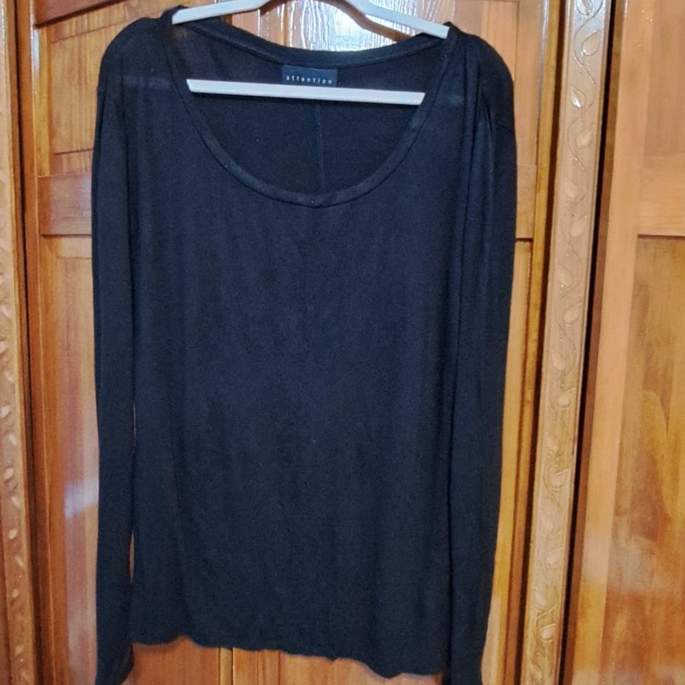Attention Black Long Sleeve Top Size L